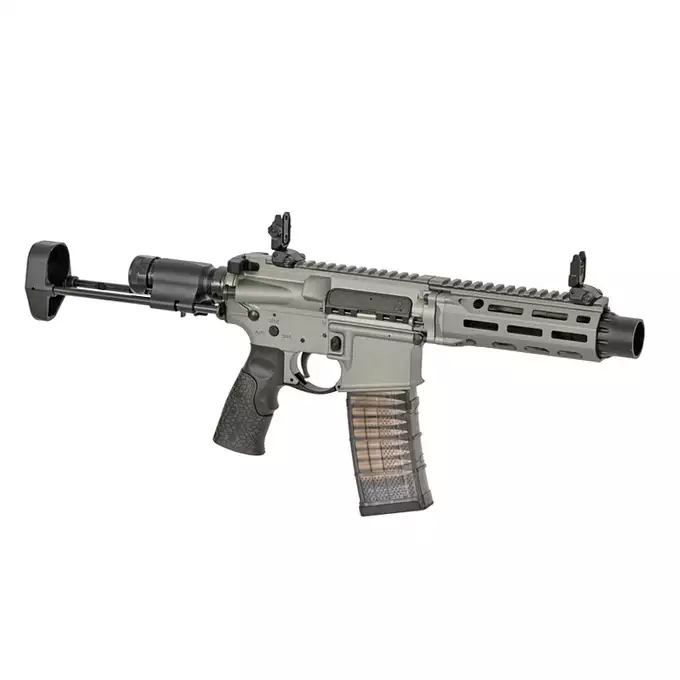 [Zestaw] Replika PDW Daniel Defense DDM4 CQB GBB CGS Lightning Series - GREY [EMG] + Magazynek LANCER L5 5.56 AWN Green Gaz do karabinków gazowych CGS, MWS - Black [EMG]