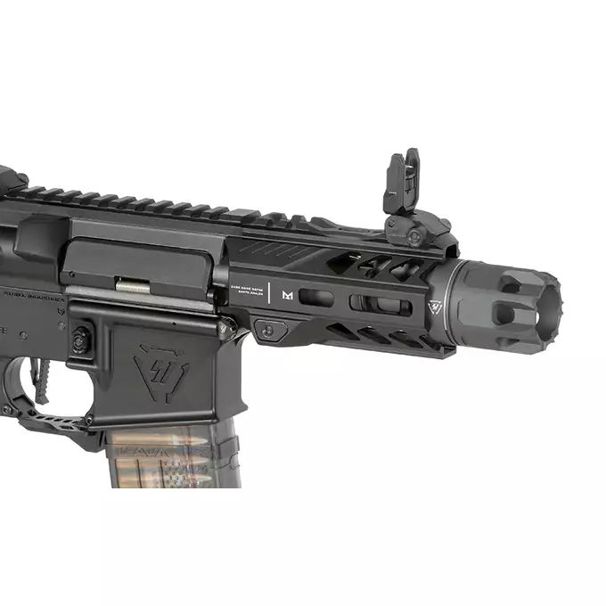 [Zestaw] Replika GBBR Strike Industries 4" Raider PDW CGS Lightning Series - Black [EMG] + Magazynek LANCER L5 5.56 AWN Green Gaz do karabinków gazowych CGS, MWS - Black [EMG]