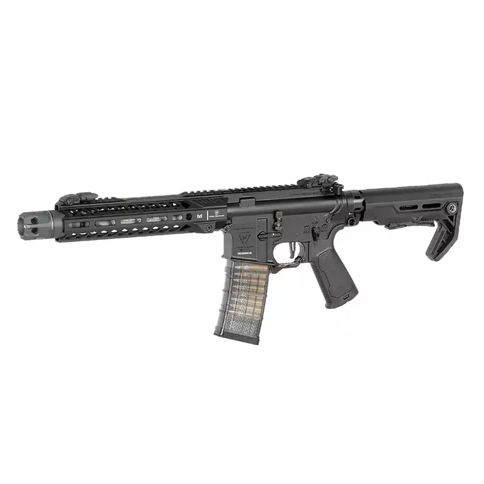 [Zestaw] Replika GBBR Strike Industries 10" Raider SBR CGS Lightning Series - Black [EMG] + Magazynek LANCER L5 5.56 AWN Green Gaz do karabinków gazowych CGS, MWS - Black [EMG]
