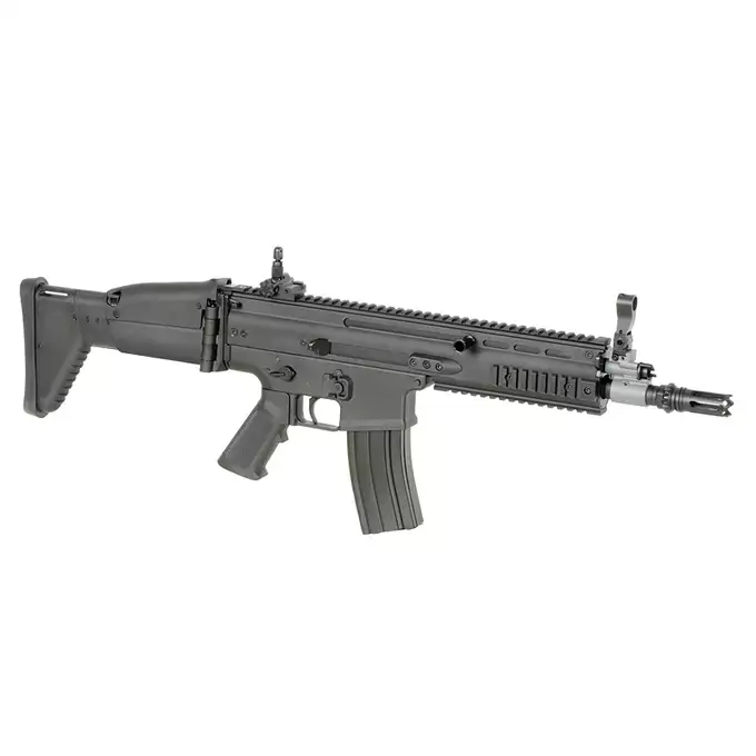 [Zestaw] Replika FN SCAR-L z 25RPS, ESHOOTER ETU, GEN-2 - Black [Cybergun] + Stalowy magazynek Mid-Cap na 150 kulek do serii AR-15/M4 - Black
