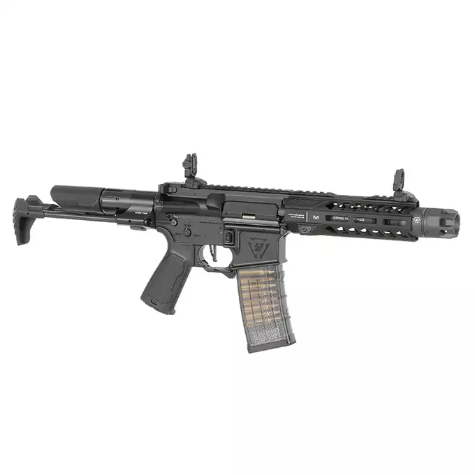 [Zestaw] Replika GBBR Strike Industries 7" Raider CQB CGS Lightning Series - Black [EMG] + Magazynek LANCER L5 5.56 AWN Green Gaz do karabinków gazowych CGS, MWS - Black [EMG]