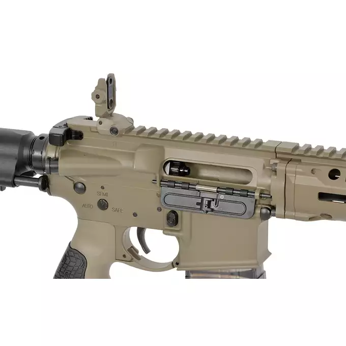 [Zestaw] Replika PDW Daniel Defense DDM4 CQB GBB CGS Lightning Series - Tan [EMG] + Magazynek LANCER L5 5.56 AWN Green Gaz do karabinków gazowych CGS, MWS - Black [EMG]