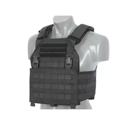 [Zestaw] Buckle Up Assault Plate Carrier Cummerbund - Black [8FIELDS] + Panel Buckle-up COMPACT - wkład na 3 magazynki, MOLLE Laser Cut - Black [8FIELDS] + Dolna kieszeń użytkowa na akcesoria z linkami shockcord, Laser Cut  - Black [8FIELDS]