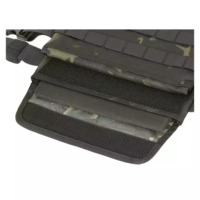[Zestaw] Prosty Plate Carrier z atrapami miękkich wkładów balistycznych - MB + Otwarta potrójna ładownica na magazynki 5.56 - MB [8FIELDS] + Dolna kieszeń użytkowa na akcesoria z linkami shockcord, Laser Cut - Multicamo Black [8FIELDS]