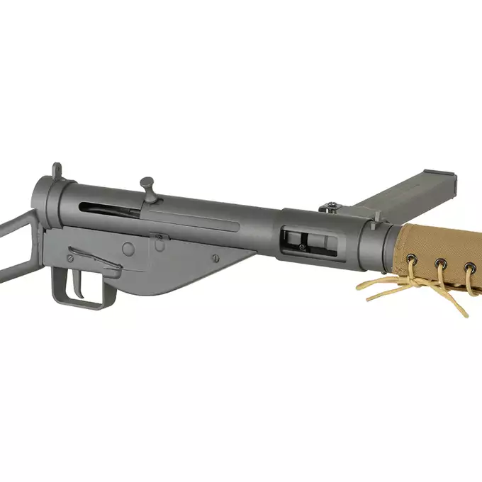 [Zestaw] Replika pistoletu maszynowego STEN MK2 SOE Loop stock Full Steel - Grey [AGM] + Akumulator airsoftowy 25C 1200mAh 3S1P 11.1V LiPo T Plug + Ładowarka V3+ do akumulatorów LiPo/LiFe [IPower]
