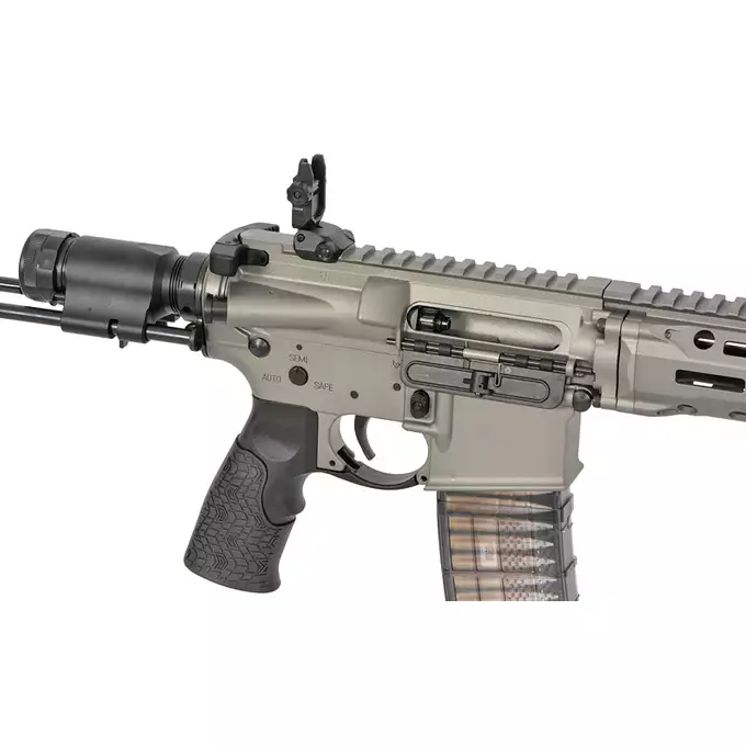 [Zestaw] Replika PDW Daniel Defense DDM4 CQB GBB CGS Lightning Series - GREY [EMG] + Magazynek LANCER L5 5.56 AWN Green Gaz do karabinków gazowych CGS, MWS - Black [EMG]