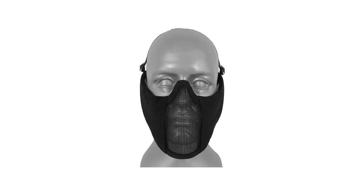 GES Vouwbare tactische halfgezichtsmasker Outdoormasker Beschermend mesh ademend masker voor Airsoft Paintball CS met verstelbare riem (Zwart GES Vouwbare tactische halfgezichtsmasker Outdoormasker Beschermend mesh ademend masker voor Airsoft Paintball CS met verstelbare riem (Zwart