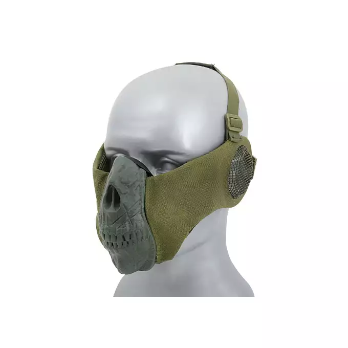 Maska SKULL FACE z ochroną uszu - Olive [CS]