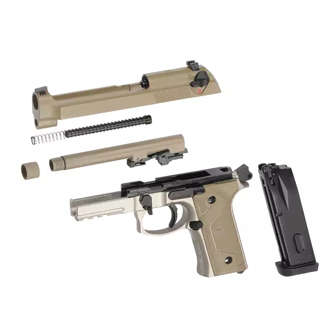 [Zestaw] SR9A3 (Dual Powered GAS/CO2) - Tan [SRC] + 20-kulkowy magazynek na Green Gaz do SR9A3 [SRC]