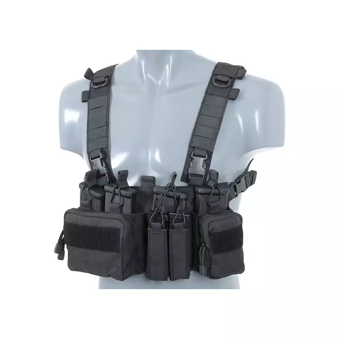 [Zestaw] Plecak z przednim panelem MOLLE - Black [8FIELDS] + Buckle Up Recce/Sniper Chest Rig - Black [8FIELDS]