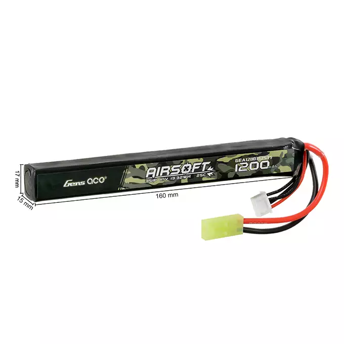 Gens Ace 25C 1200mAh 3S1P 11.1V Airsoft LiPo Batería mini Tamiya