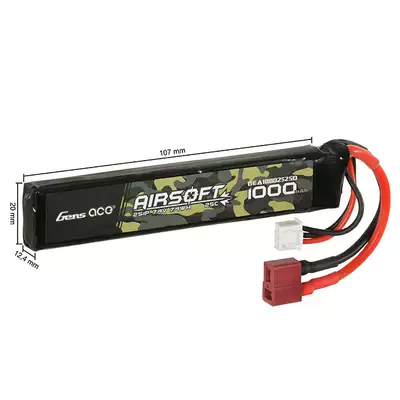 Batterie LiPo Gens Ace 25C 1000mAh 2S1P 7.4V T-Plug