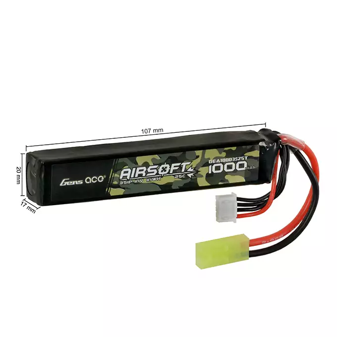 Gens Ace 25C 1000mAh 3S1P 11.1V Airsoft LiPo Batería mini Tamiya