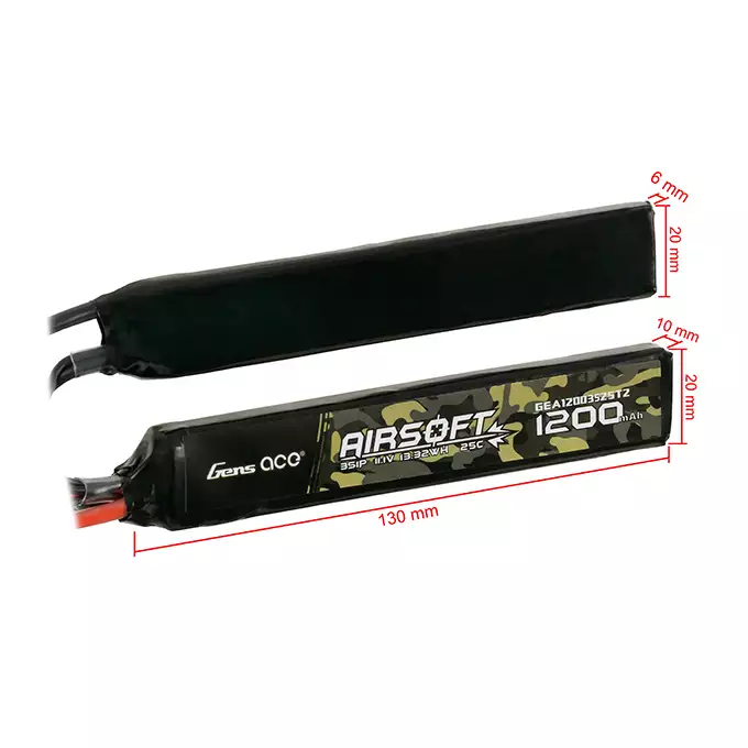 Gens Ace 25C 1200mAh 3S1P 11.1V Airsoft LiPo Battery mini Tamiya
