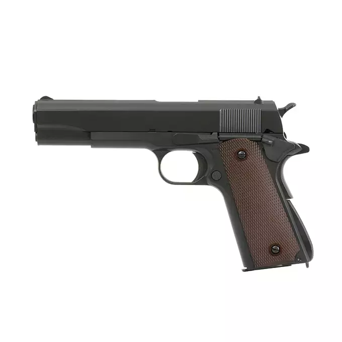 [Zestaw] Pistolet airsoftowy M1911 U.S. ARMY [Army Armament] + Kabura Per-Fit do ponad 80 modeli pistoletów - Black [Amomax]