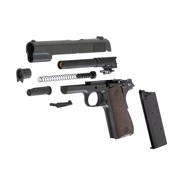 [Zestaw] Pistolet airsoftowy M1911 U.S. ARMY [Army Armament] + Kabura Per-Fit do ponad 80 modeli pistoletów - Black [Amomax]