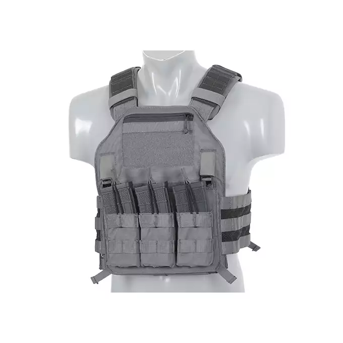 [Zestaw] 420 Plate Carrier - Wolf Grey [EM] + Odpinana potrójna elastyczna kieszeń na magazynki - Wolf Grey [EM] + Modułowy odpinany panel tylny do 420 Plate Carrier - Wolf Grey [EM]