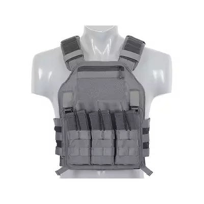[Zestaw] 420 Plate Carrier - Wolf Grey [EM] + Odpinana potrójna elastyczna kieszeń na magazynki - Wolf Grey [EM] + Modułowy odpinany panel tylny do 420 Plate Carrier - Wolf Grey [EM]