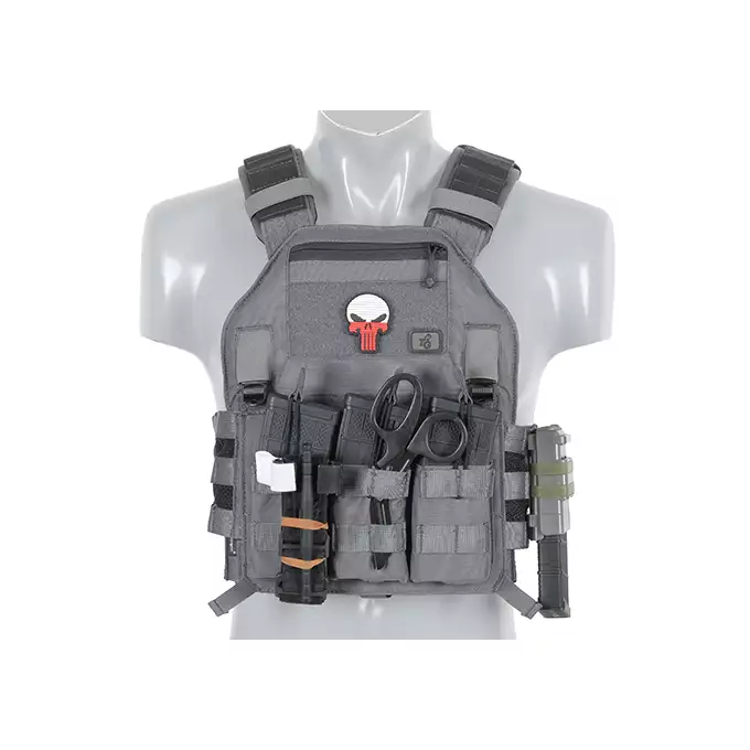 [Zestaw] 420 Plate Carrier - Wolf Grey [EM] + Odpinana potrójna elastyczna kieszeń na magazynki - Wolf Grey [EM] + Modułowy odpinany panel tylny do 420 Plate Carrier - Wolf Grey [EM]