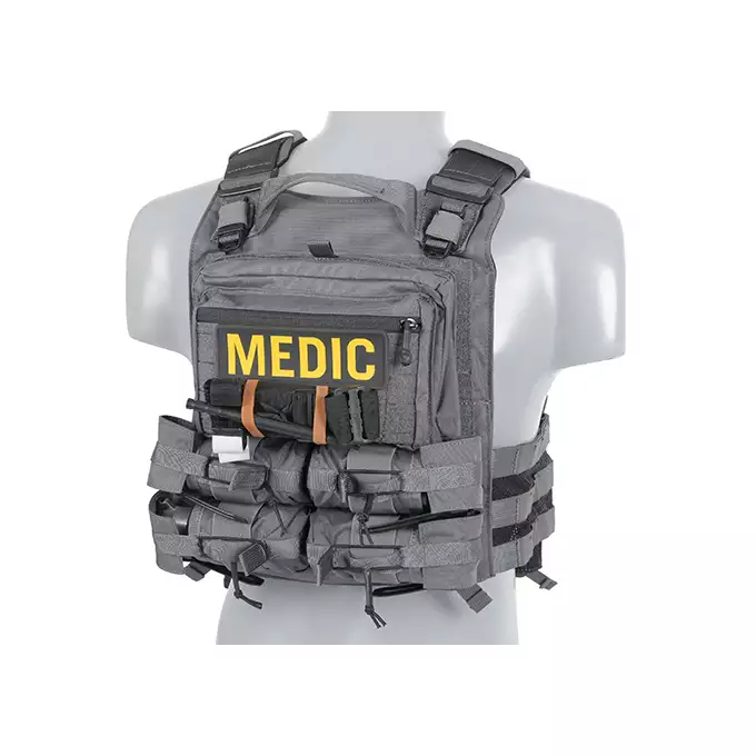 [Zestaw] 420 Plate Carrier - Wolf Grey [EM] + Odpinana potrójna elastyczna kieszeń na magazynki - Wolf Grey [EM] + Modułowy odpinany panel tylny do 420 Plate Carrier - Wolf Grey [EM]