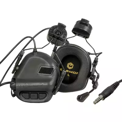 [Zestaw] M32H Aktywne ochronniki słuchu z mikrofonem na hełm FAST - BK [EARMOR] + Uchwyty adaptera zestawu słuchawkowego Earmor M16 do M31 / M32 - Black [EARMOR]
