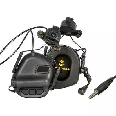 [Zestaw] M32H Aktywne ochronniki słuchu z mikrofonem na hełm EXF - BK + Uchwyty adaptera zestawu słuchawkowego Earmor M16 do M31 / M32 - Black [EARMOR]