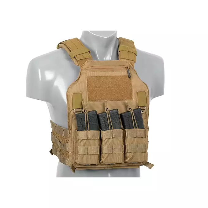 [Zestaw] 420 Plate Carrier - Coyote Brown [EM] + Modułowy odpinany panel tylny do 420 Plate Carrier - Coyote Brown [EM] + Odpinana potrójna elastyczna kieszeń na magazynki - Coyote Brown [EM]