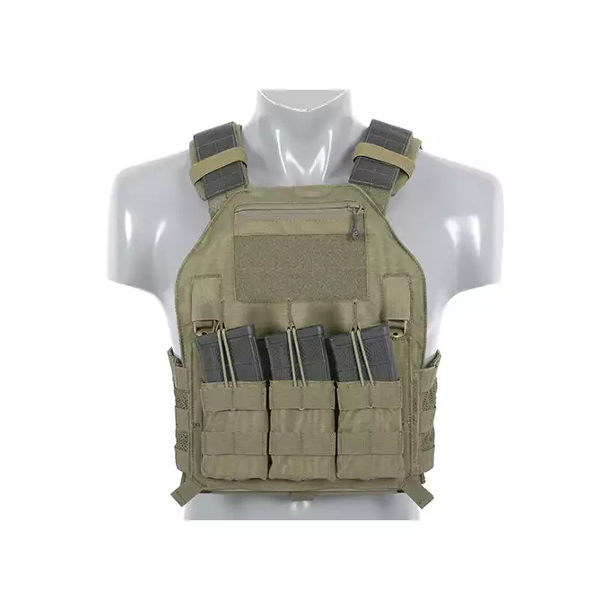 [Zestaw] 420 Plate Carrier - Ranger Green [EM] + Modułowy odpinany panel tylny do 420 Plate Carrier - Ranger Green [EM] + Odpinana potrójna elastyczna kieszeń na magazynki - Ranger Green [EM]