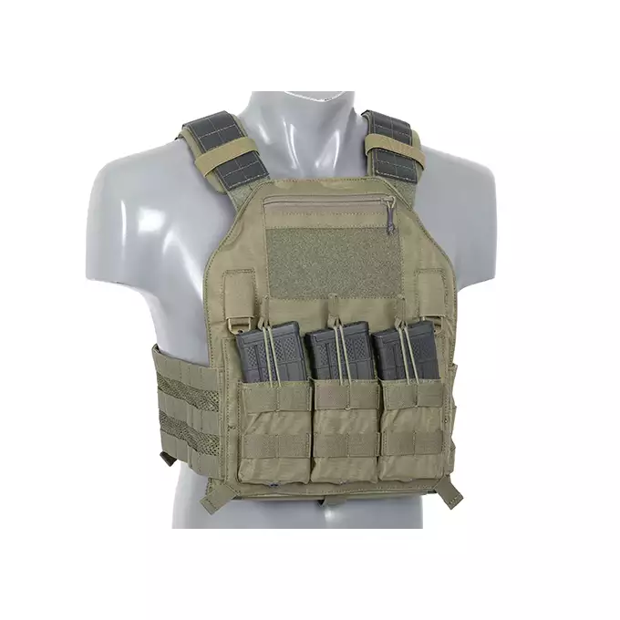 [Zestaw] 420 Plate Carrier - Ranger Green [EM] + Modułowy odpinany panel tylny do 420 Plate Carrier - Ranger Green [EM] + Odpinana potrójna elastyczna kieszeń na magazynki - Ranger Green [EM]