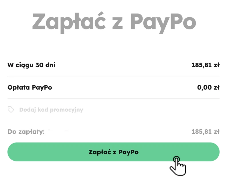 PayPo: podsumowanie ze spłatą w ciągu 30 dni i opłatą 0 zł