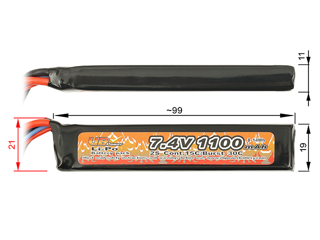 Battery Li-Po 1100mAh 7,4V 15/30C [VB] | Taiwangun