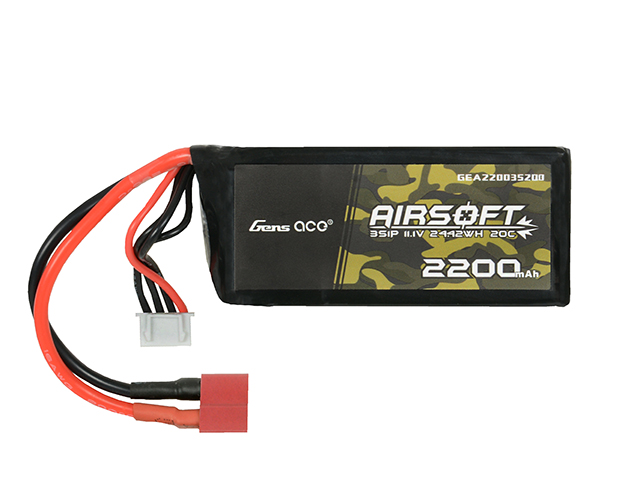 Batterie Lipo Gens Ace 3S 1200mAh 11.1V - Pour Airsoft M4, HK416 - Connecteur TMY, Charge Rapide