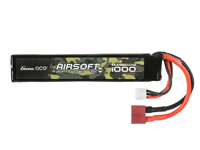 Gens Ace 25C 1000mAh 2S1P 7.4V Airsoft LiPo Battery T-Plug | Taiwangun